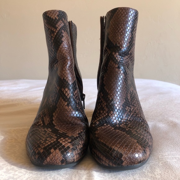 Faux Snakeskin Square Toe Booties - Picture 2 of 3